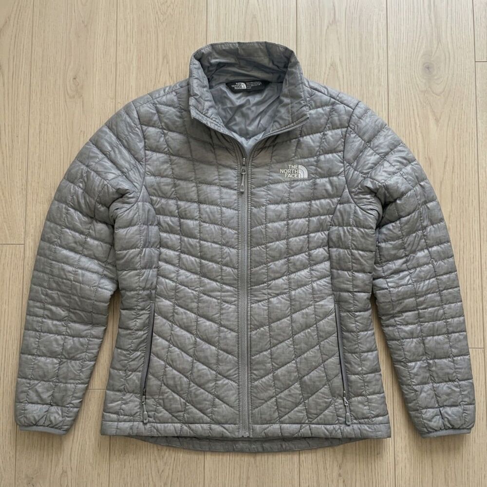 The North Face ThermoBall Full Zip Quilted Jacket Womenโs Medium Grey